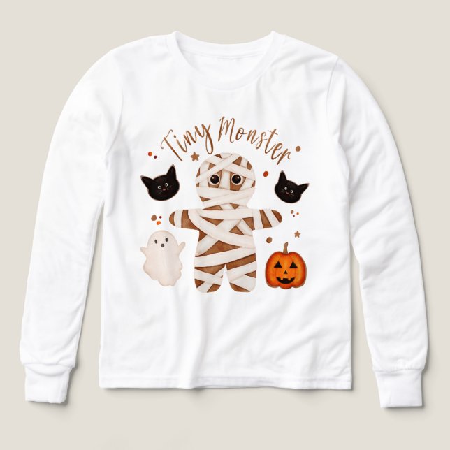 Halloween Mummy Kids Long Sleeve Shirt  (Design Front)