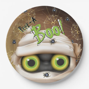 Halloween Mummy Monster Peek A Boo Paper Plate