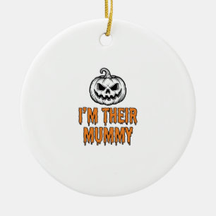 Halloween Mummy Pumpkin Vintage Engraving Shirt De Ceramic Tree Decoration