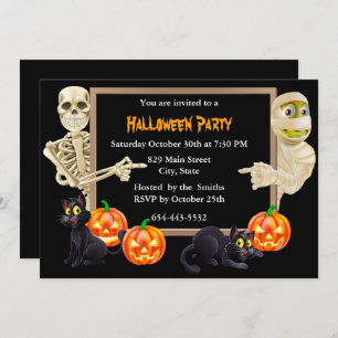 Halloween Mummy Skeleton Party Invitation