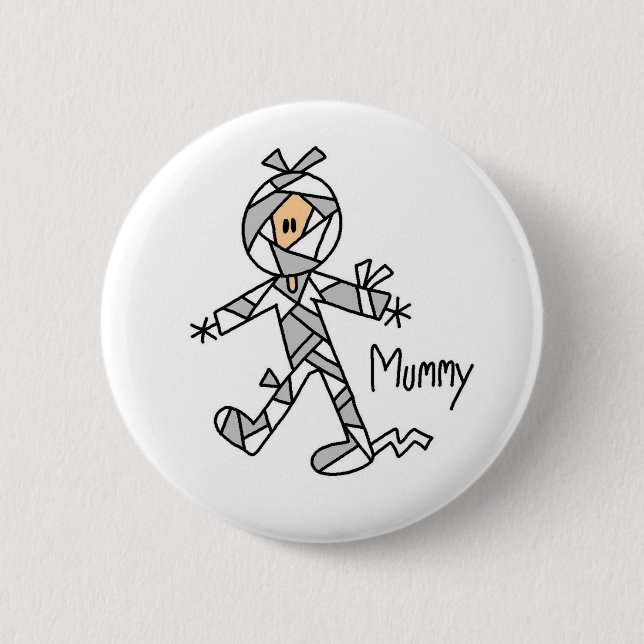 Halloween Mummy Stick Figure Button (Front)