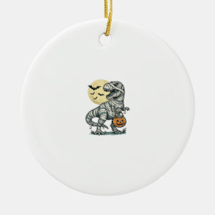 Halloween Mummy T-Rex Candy Bucket Vintage Vector_ Ceramic Tree Decoration
