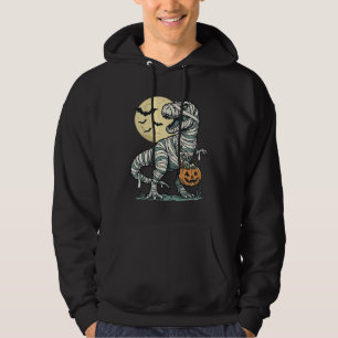 Halloween Mummy T-Rex Candy Bucket Vintage Vector_ Hoodie