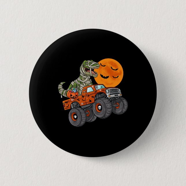 Halloween Mummy T Rex Monster Truck Boys Kids Teen 6 Cm Round Badge (Front)