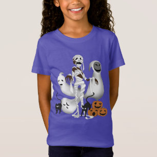 Halloween Mummy with Kitty Cats and Ghost Girl  T-Shirt