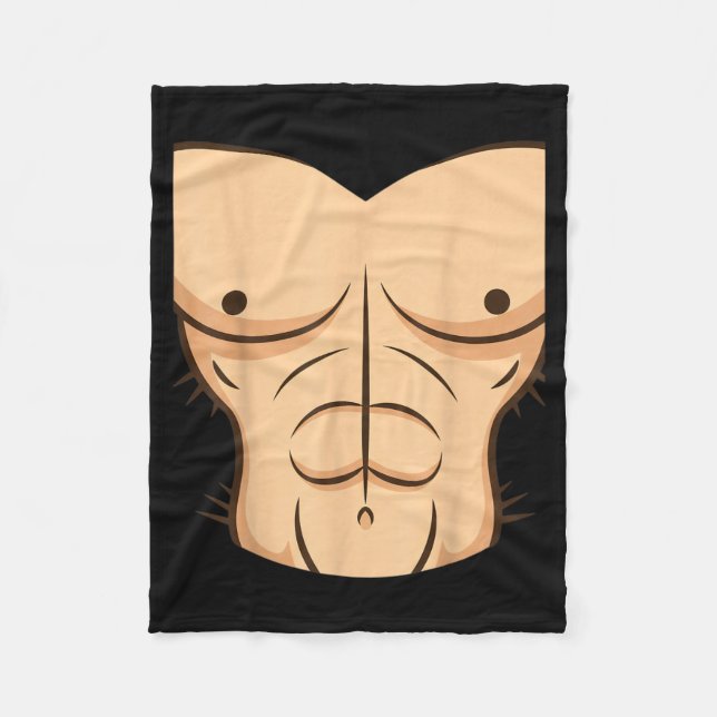 Halloween Muscle Torso Funny Bare Chest Design Fleece Blanket (Front)