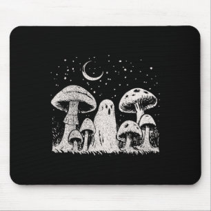 Halloween Mushroom Ghost Vintage Grunge 90 Aesthet Mouse Pad