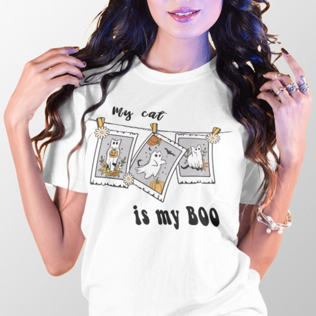 HALLOWEEN MY CAT IS MY BOO  CUTE GHOST T-Shirt (Creator Uploaded)
