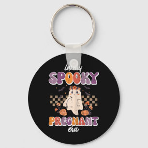 Halloween My Spooky Pregnant Era Retro Ghost Costu Key Ring