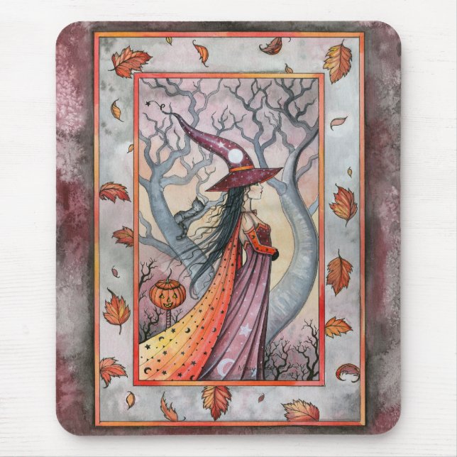 Halloween Mystic Witch by Molly Harrison Mouse Pad (Front)