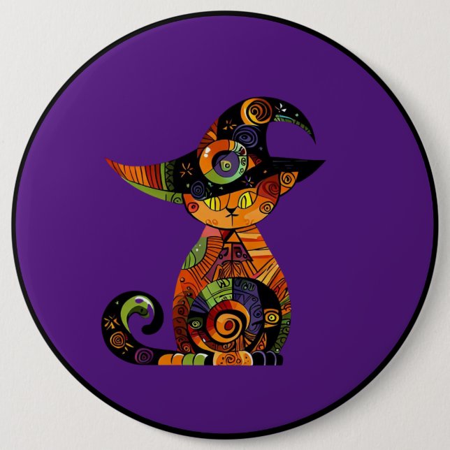 Halloween/mystical/cat/fall  6 cm round badge (Front)