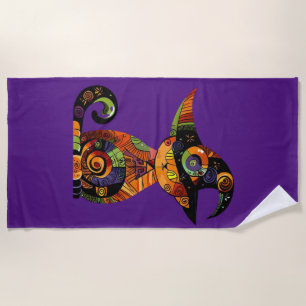 Halloween/mystical/cat/fall beach towel