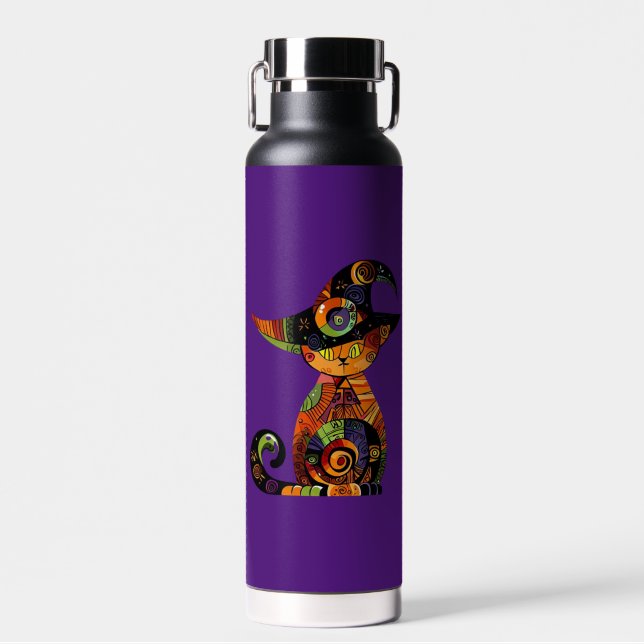 Halloween/mystical/cat/fall  water bottle (Front)