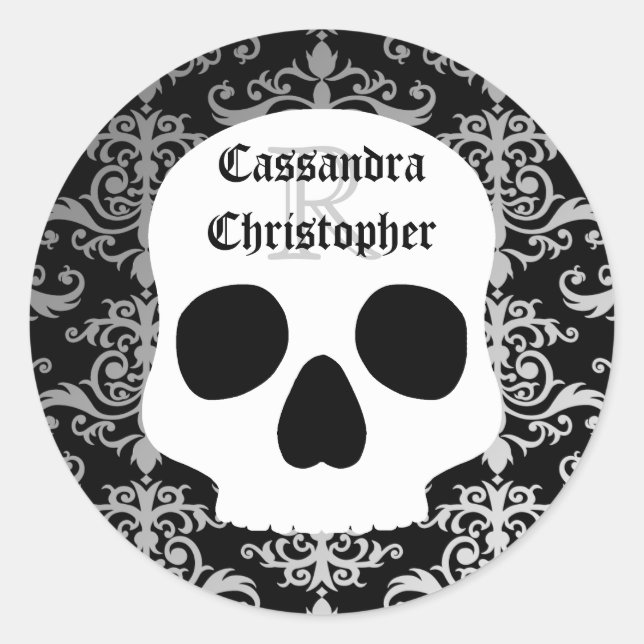 Halloween name monogram classic round sticker (Front)