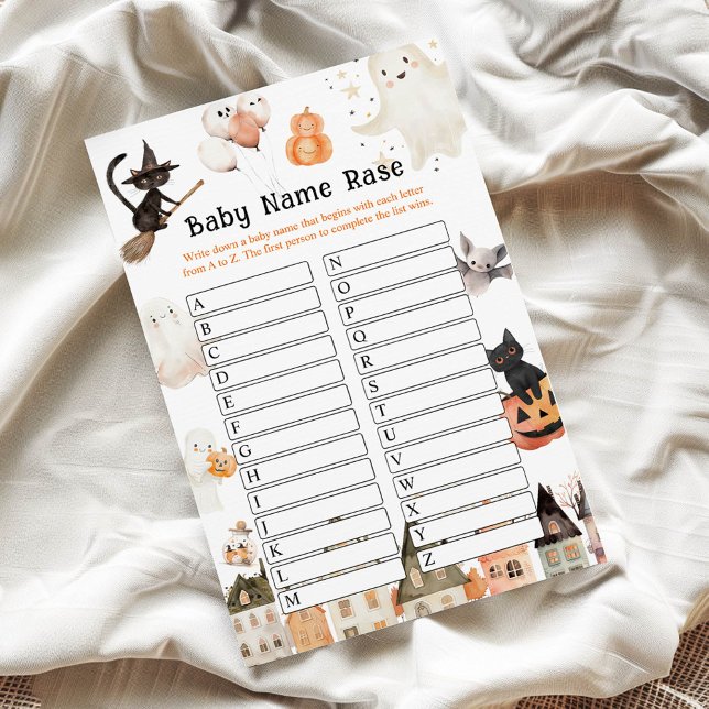 Halloween Name Race Baby Shower Game card (Creator Uploaded)