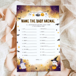 Halloween Name The Baby Animal Baby Shower Game