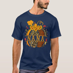 Halloween Nana Leopard Pumpkin Sunflower Grandma B T-Shirt