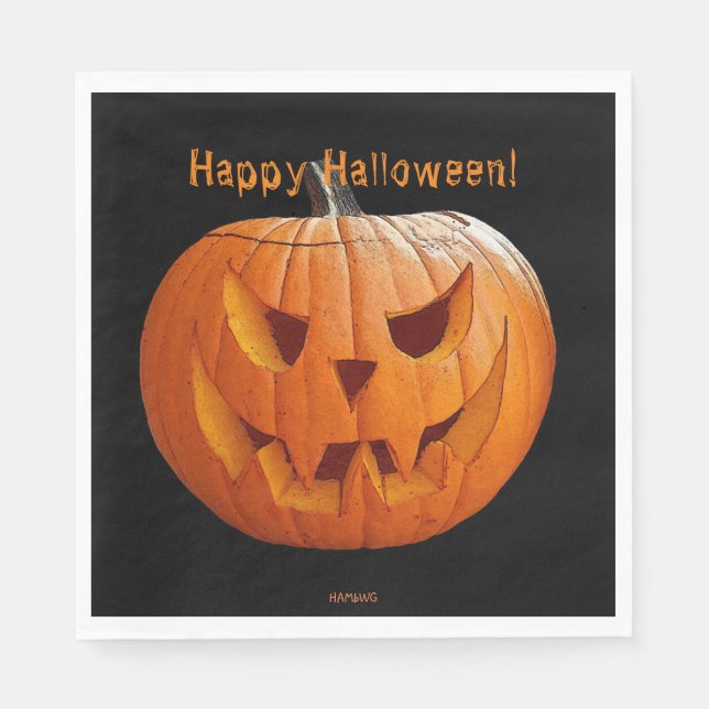 Halloween Napkin Orange Jack-O-Lantern HAMbWG (Front)