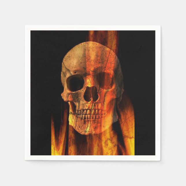 Halloween Napkin/Skulls on Fire Napkin (Front)