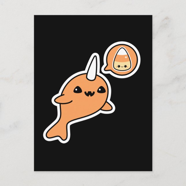 Halloween Narwhal Postcard (Front)