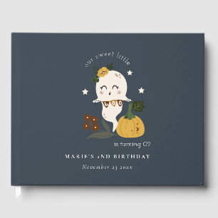 Halloween Navy Ghost Little Boo Any Age Birthday Guest Book