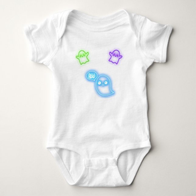 Halloween Neon Ghosts Baby Bodysuit (Front)
