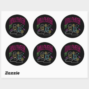 Halloween Neon Glow Look Beer Drink Party Classic Round Sticker