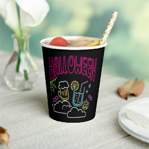 Halloween Neon Glow Look Beer Drink Party Paper Cups