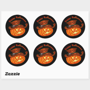 Halloween Neon Glow Look Pumpkin Party Classic Round Sticker