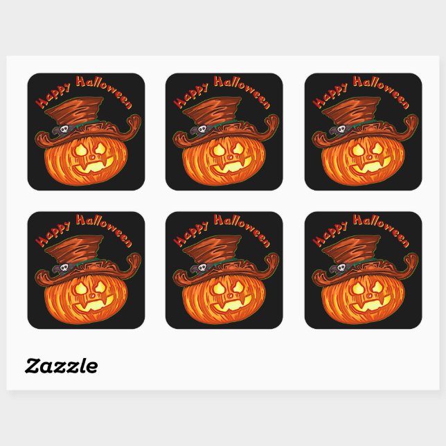 Halloween Neon Glow Look Pumpkin Party   Square Sticker (Sheet)
