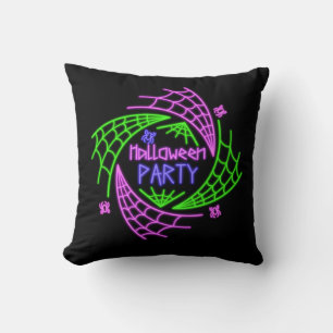 Halloween Neon Glow Look Spider Web Party Cushion