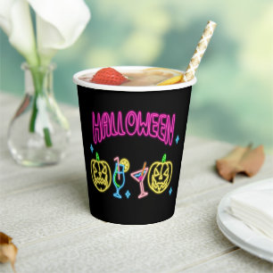 Halloween Neon Look Pumpkin Cocktail Party Paper Cups