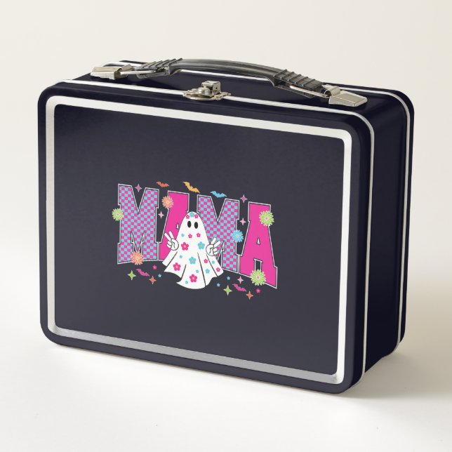 Halloween Neon Mama Mini Metal Lunch Box (Front)