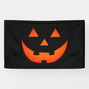 Halloween neon orange black Jack o lantern  Banner