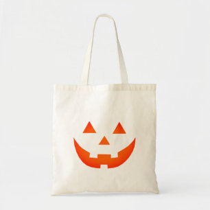 Halloween neon orange Jack o lantern pumpkin face  Tote Bag