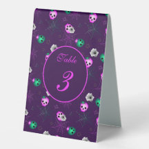   Halloween Neon Pink and Green Glowing Skulls  Ta