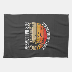Halloween Never Too Early Vintage Sunset Tea Towel