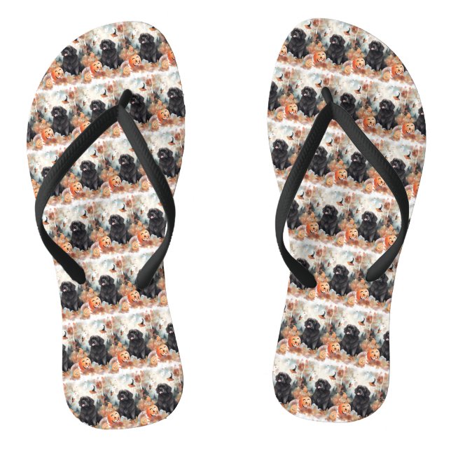 Halloween Newfoundland With Pumpkins Scary  Jandals (Footbed)