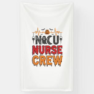 Halloween NICU Nurse Crew Vintage Typography Shirt Banner