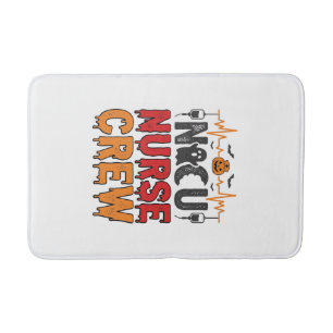 Halloween NICU Nurse Crew Vintage Typography Shirt Bath Mat