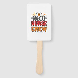 Halloween NICU Nurse Crew Vintage Typography Shirt Hand Fan