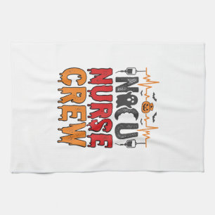 Halloween NICU Nurse Crew Vintage Typography Shirt Tea Towel