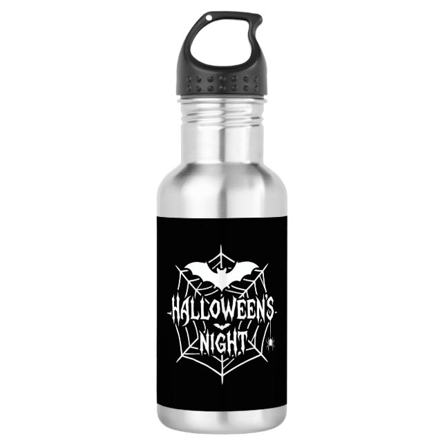 Halloween Night Bat Spider Web Vector Design_1 532 Ml Water Bottle (Front)