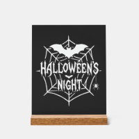 Halloween Night Bat Spider Web Vector Design_1