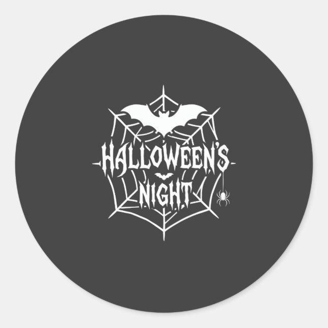 Halloween Night Bat Spider Web Vector Design_1 Classic Round Sticker (Front)