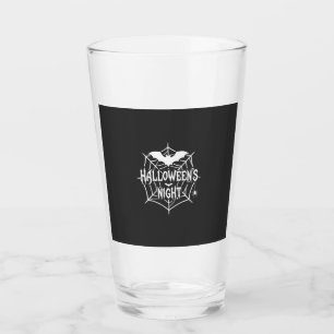 Halloween Night Bat Spider Web Vector Design_1 Glass
