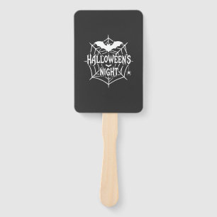 Halloween Night Bat Spider Web Vector Design_1 Hand Fan