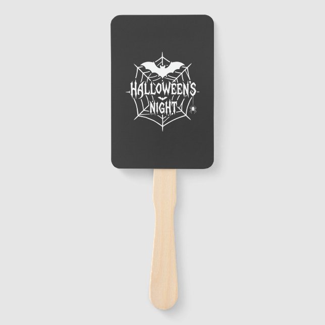 Halloween Night Bat Spider Web Vector Design_1 Hand Fan (Front)