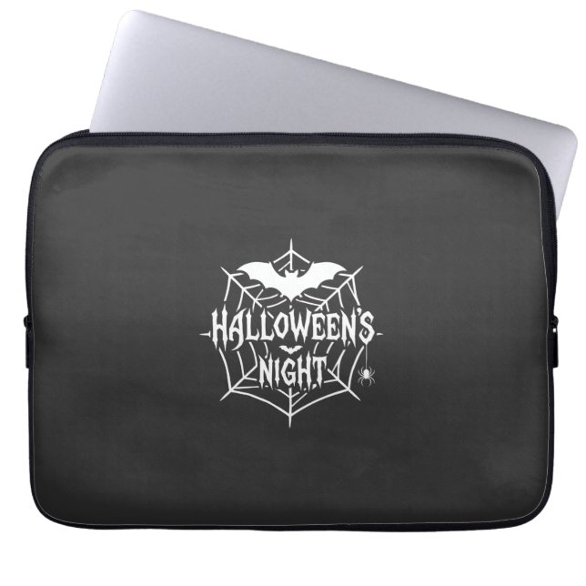 Halloween Night Bat Spider Web Vector Design_1 Laptop Sleeve (Front)