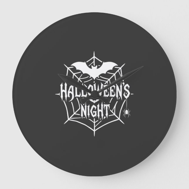 Halloween Night Bat Spider Web Vector Design_1 Large Clock (Front)
